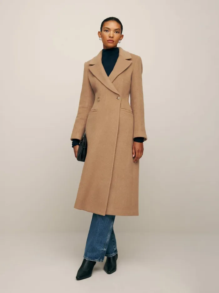 Reformation Outerwear Oscar Nipped Waist Coat Camel 8211 Women
