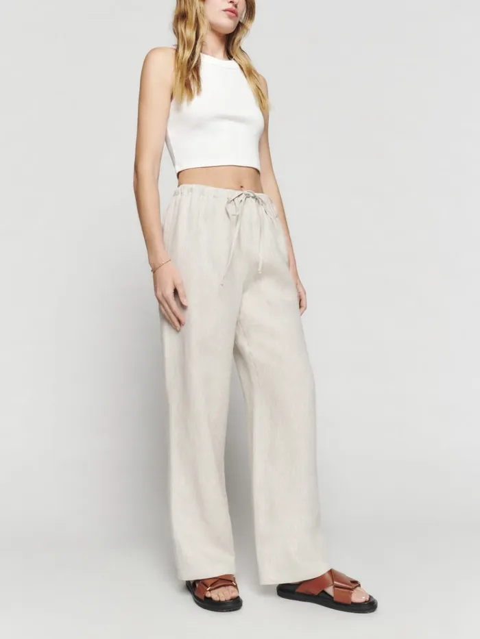 Reformation Pants Petites Olina Linen Pant Oatmeal 8211 Women Reformation Pants Petites Olina Linen Pant Oatmeal 8211 Women