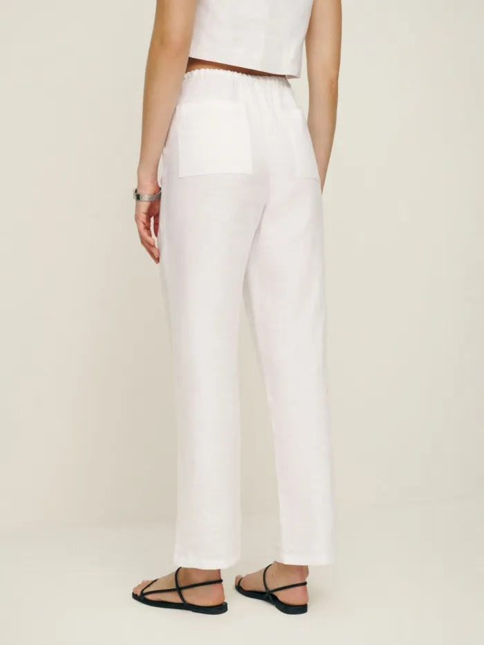 Reformation Pants Petites Remi Cropped Linen Pant White 8211 Women