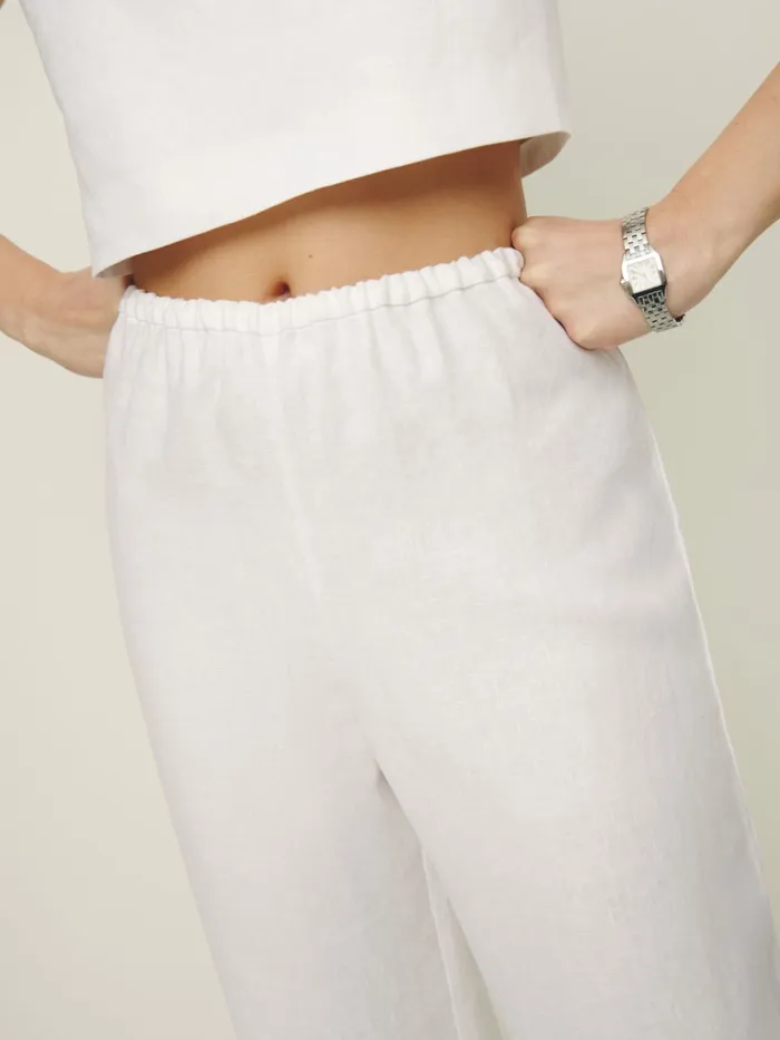 Reformation Pants Petites Remi Cropped Linen Pant White 8211 Women