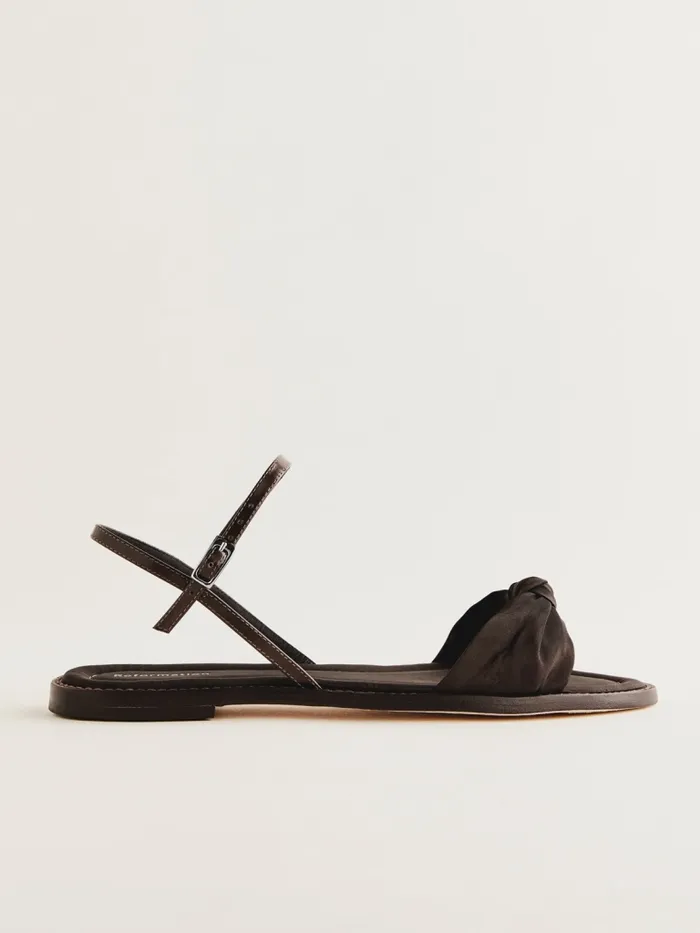 Reformation Sandals Cassidy Flat Knotted Sandal Dark Cacao Taffeta 8211 Women Reformation Sandals Cassidy Flat Knotted Sandal Dark Cacao Taffeta 8211 Women