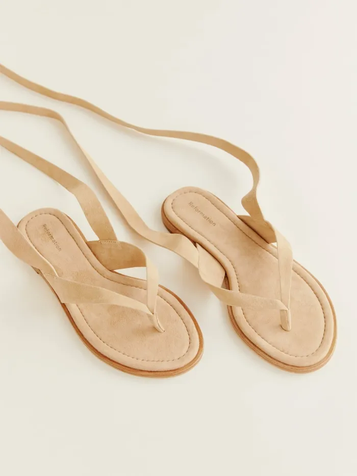 Reformation Sandals Justine Lace Up Thong Sandal Porcini Suede 8211 Women Reformation Sandals Justine Lace Up Thong Sandal Porcini Suede 8211 Women