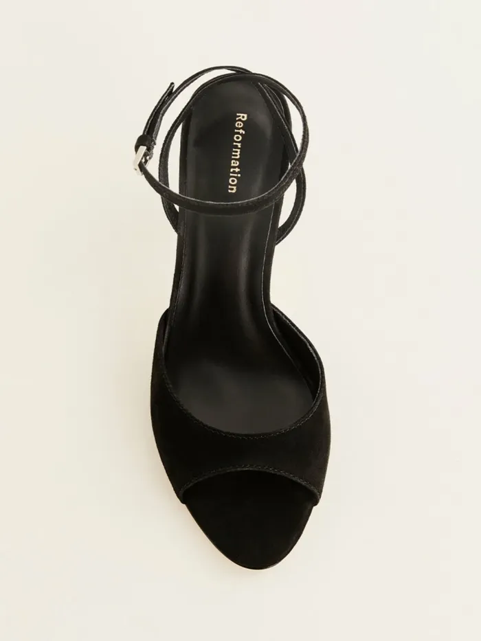 Reformation Sandals Noa Heeled Sandal Black Suede 8211 Women Reformation Sandals Noa Heeled Sandal Black Suede 8211 Women