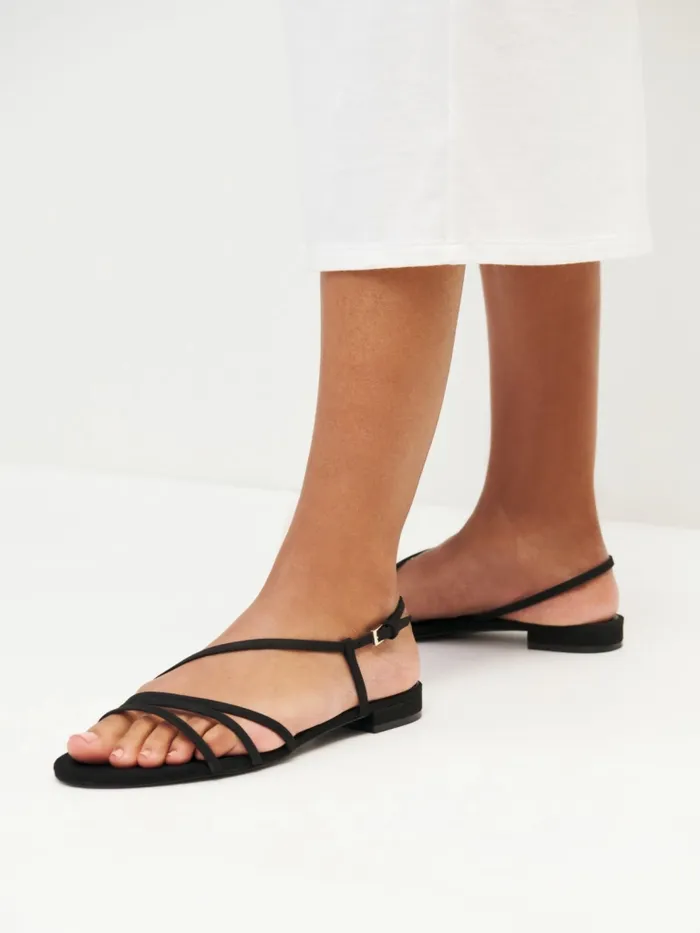 Reformation Sandals Phoenecia Lattice Flat Sandal Black Suede 8211 Women