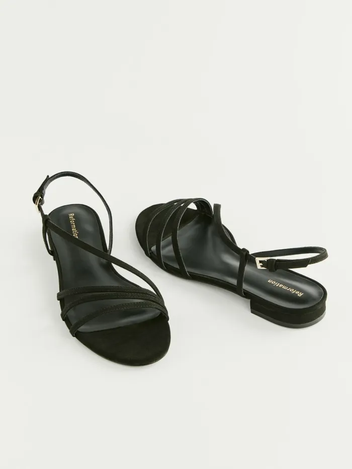 Reformation Sandals Phoenecia Lattice Flat Sandal Black Suede 8211 Women Reformation Sandals Phoenecia Lattice Flat Sandal Black Suede 8211 Women