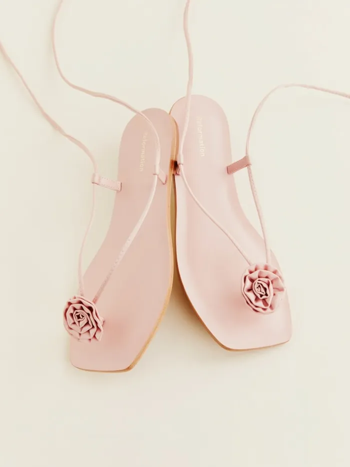 Reformation Sandals Vicky Rosette Flat Sandal Alabaster 8211 Women Reformation Sandals Vicky Rosette Flat Sandal Alabaster 8211 Women