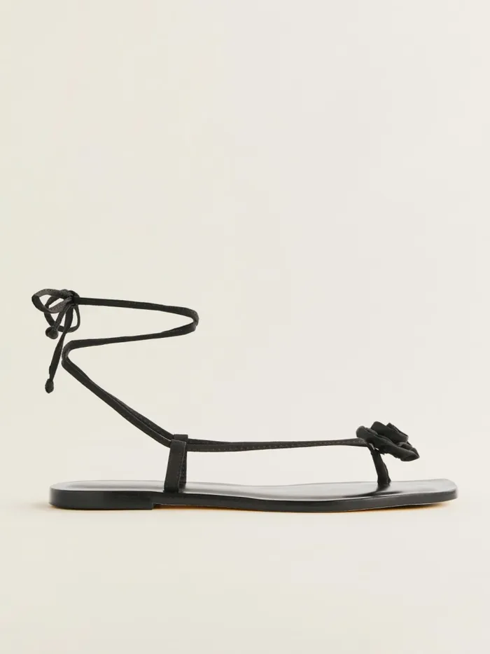 Reformation Sandals Vicky Rosette Flat Sandal Black 8211 Women Reformation Sandals Vicky Rosette Flat Sandal Black 8211 Women