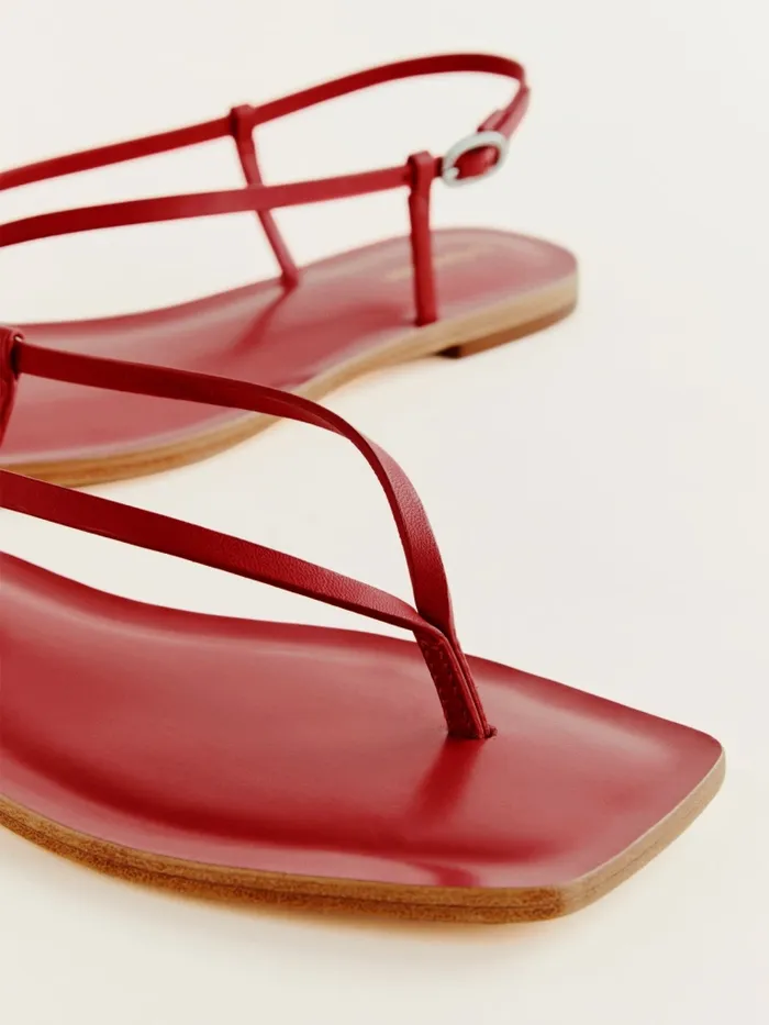 Reformation Sandals Vincenza Thong Sandal Lipstick Leather 8211 Women Reformation Sandals Vincenza Thong Sandal Lipstick Leather 8211 Women