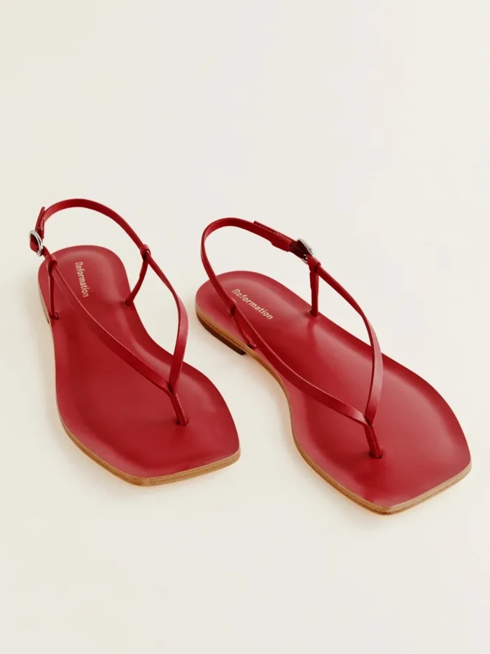 Reformation Sandals Vincenza Thong Sandal Lipstick Leather 8211 Women Reformation Sandals Vincenza Thong Sandal Lipstick Leather 8211 Women