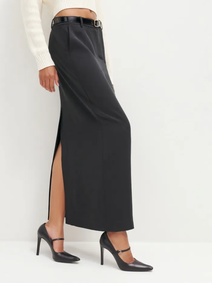 Reformation Skirts Cairo Mid Rise Maxi Skirt Black 8211 Women Reformation Skirts Cairo Mid Rise Maxi Skirt Black 8211 Women