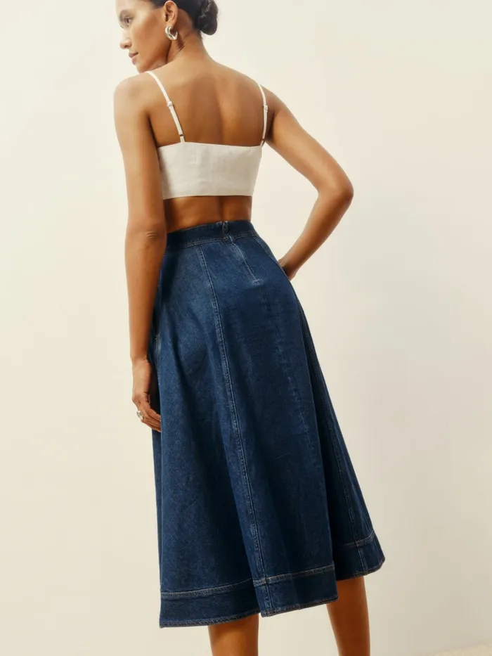 Reformation Skirts Delilah Denim Midi Skirt Roosevelt 8211 Women