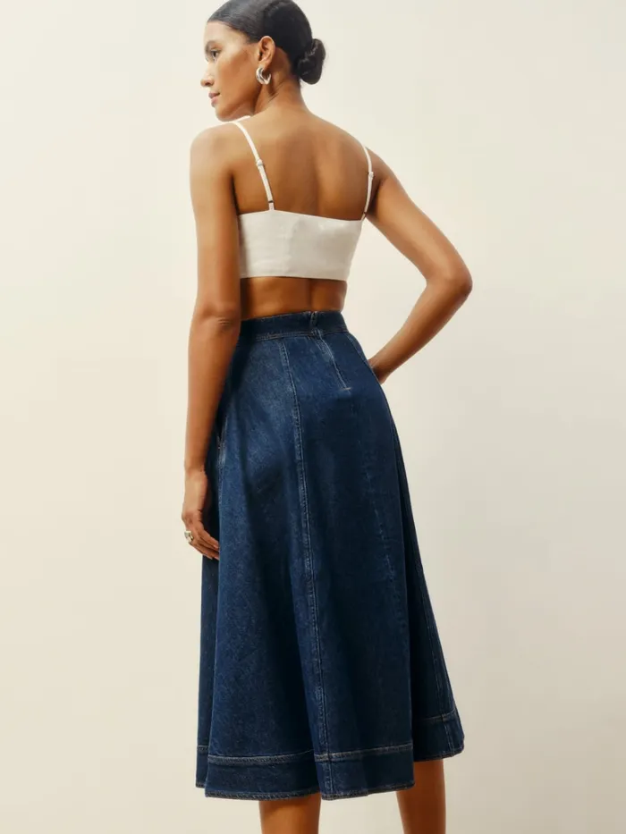 Reformation Skirts Delilah Denim Midi Skirt Roosevelt 8211 Women