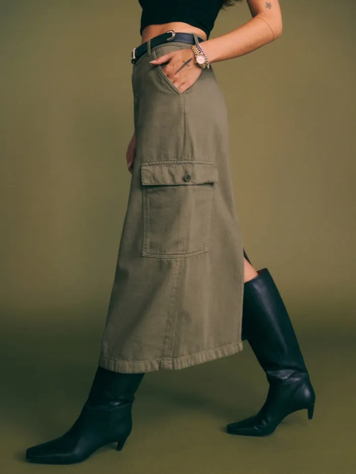 Reformation Skirts Maggi Cargo Midi Skirt Army 8211 Women Reformation Skirts Maggi Cargo Midi Skirt Army 8211 Women