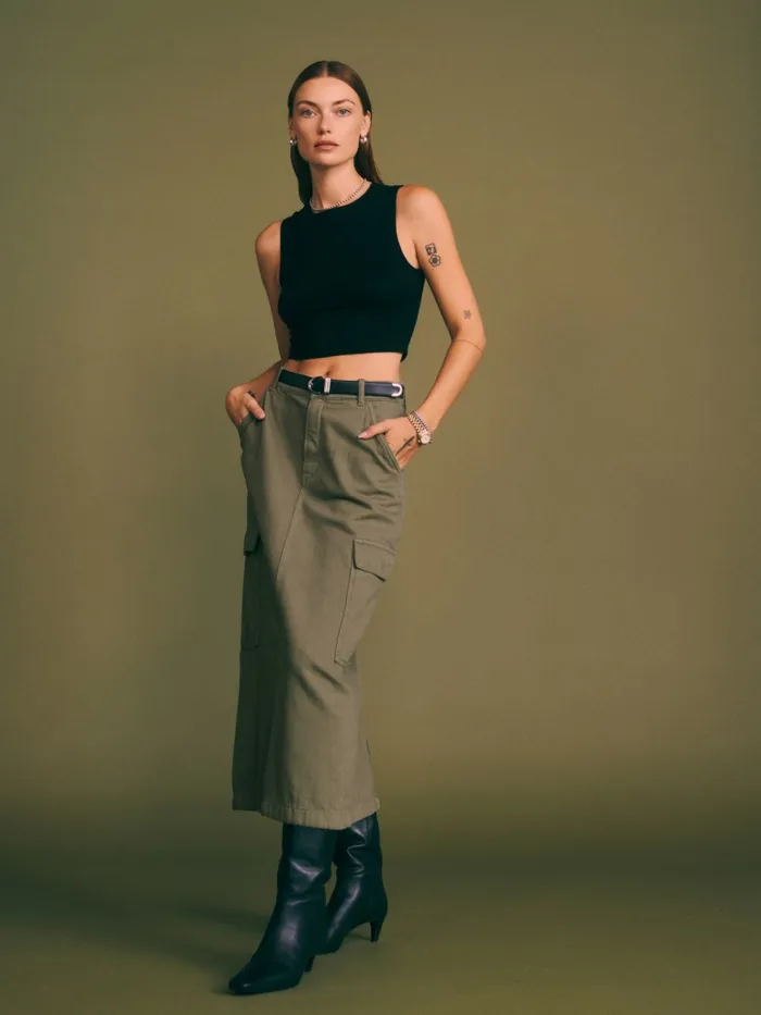 Reformation Skirts Maggi Cargo Midi Skirt Army 8211 Women Reformation Skirts Maggi Cargo Midi Skirt Army 8211 Women