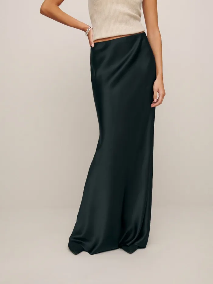 Reformation Skirts Petites Bella Silk Skirt Black 8211 Women