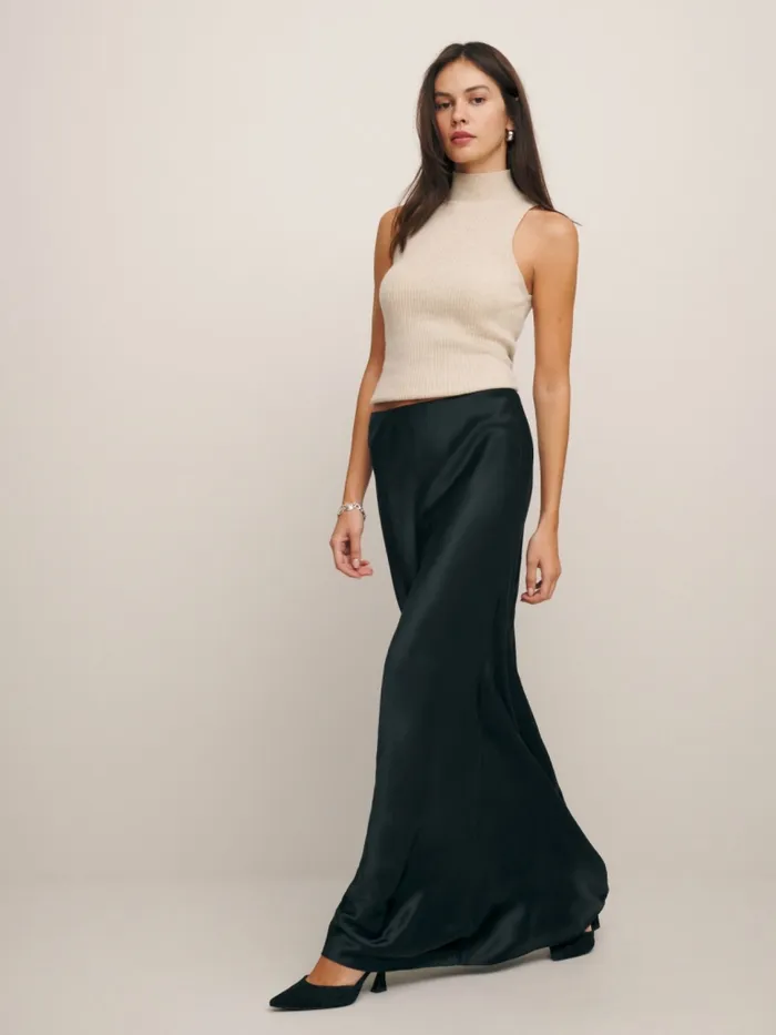 Reformation Skirts Petites Bella Silk Skirt Black 8211 Women
