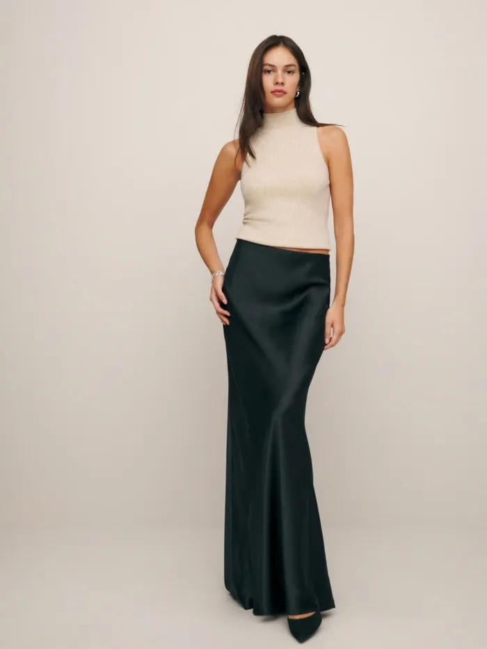 Reformation Skirts Petites Bella Silk Skirt Black 8211 Women