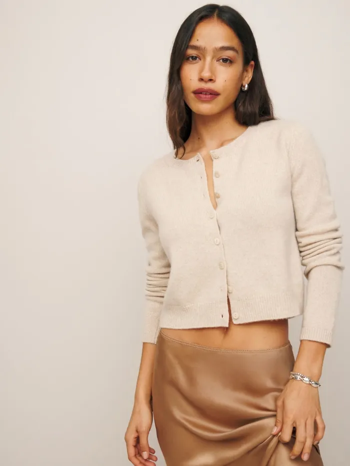 Reformation Sweaters Clara Cashmere Crew Cardigan Wheat 8211 Women Reformation Sweaters Clara Cashmere Crew Cardigan Wheat 8211 Women