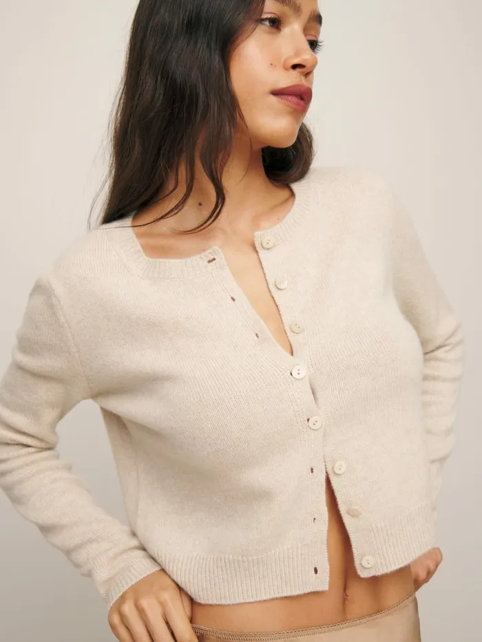 Reformation Sweaters Clara Cashmere Crew Cardigan Wheat 8211 Women Reformation Sweaters Clara Cashmere Crew Cardigan Wheat 8211 Women