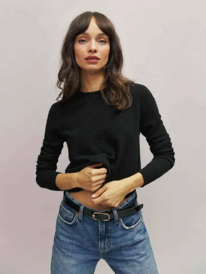 Reformation Sweaters Dana Cashmere Crew Sweater Black 8211 Women