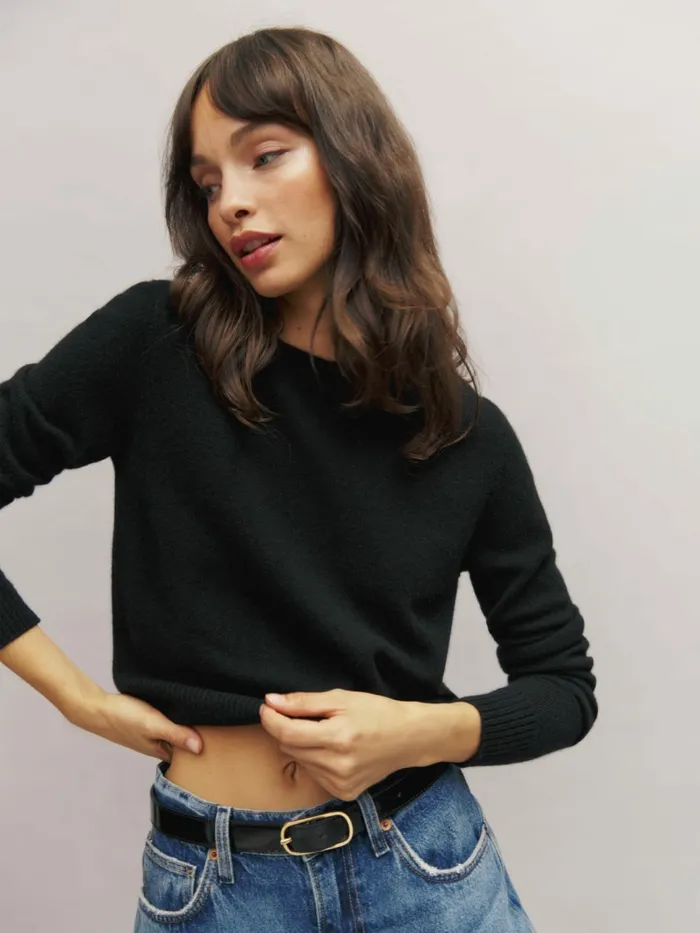 Reformation Sweaters Dana Cashmere Crew Sweater Black 8211 Women