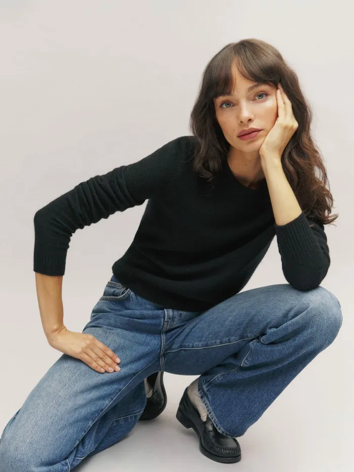 Reformation Sweaters Dana Cashmere Crew Sweater Black 8211 Women