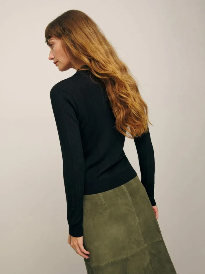 Reformation Sweaters Hermia Regenerative Merino Polo Black 8211 Women Reformation Sweaters Hermia Regenerative Merino Polo Black 8211 Women