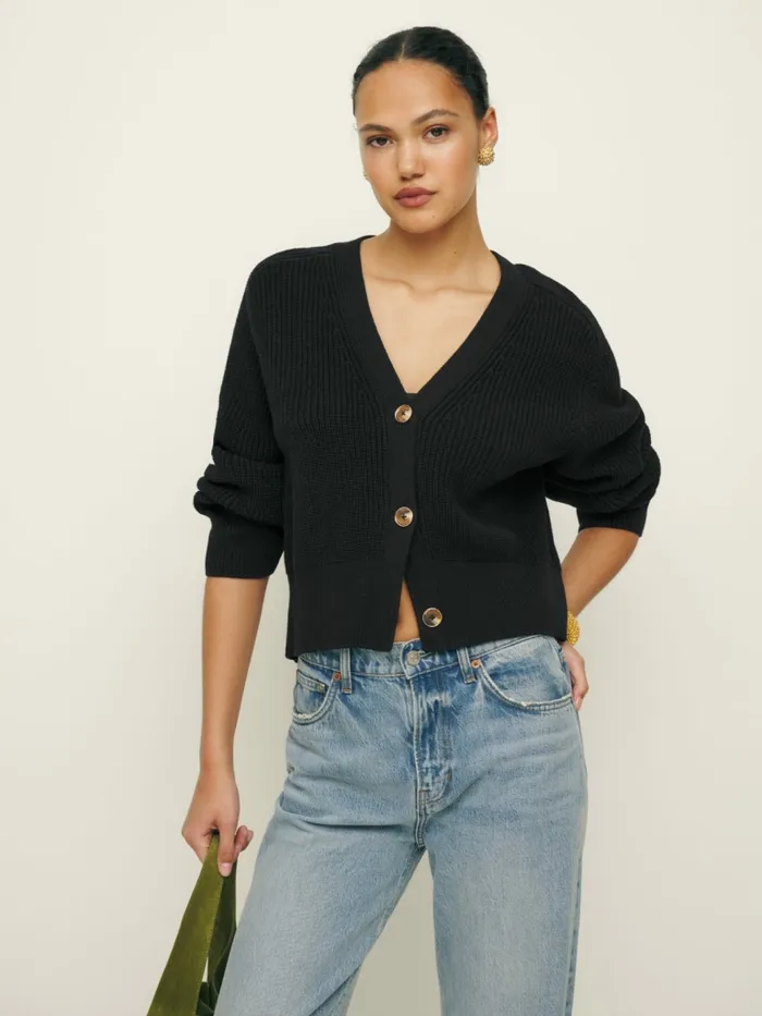 Reformation Sweaters Jessa Cotton Cardigan Black 8211 Women