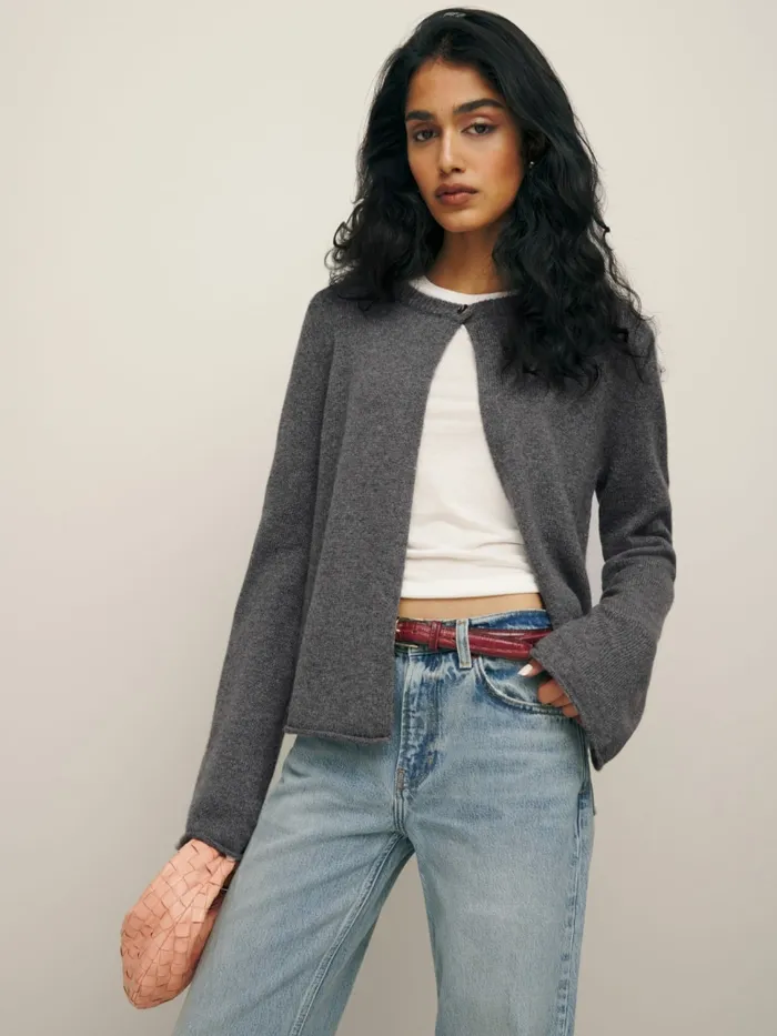 Reformation Sweaters Liza Cashmere Open Cardigan Thunder 8211 Women