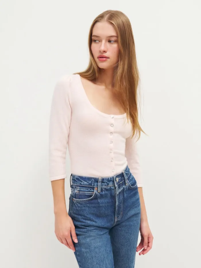 Reformation Sweaters Matthew Cashmere Fitted Cardigan Powder Pink 8211 Women