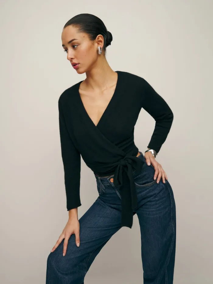 Reformation Sweaters Relaxed Cashmere Wrap Black 8211 Women