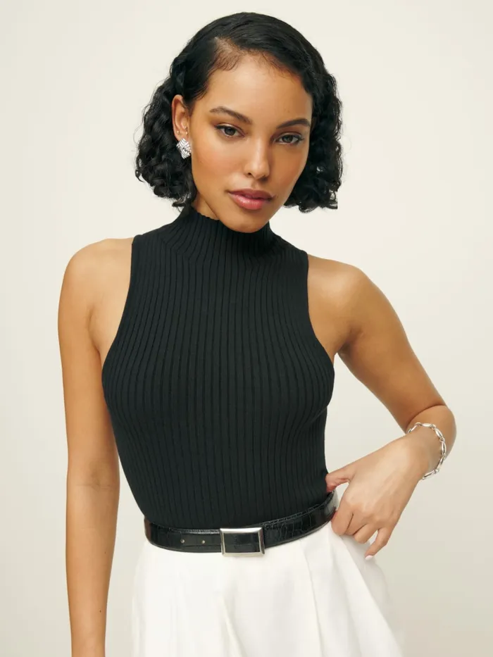 Reformation Sweaters Tallulah Ribbed Sweater Tank Black 8211 Women