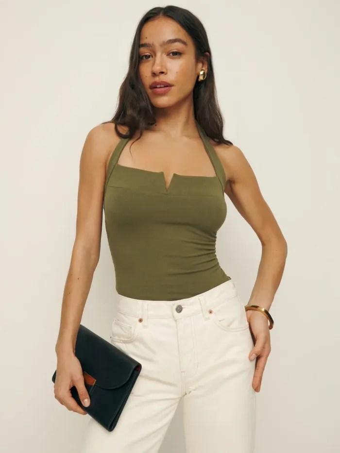 Reformation Tops Arwen Knit Top Olive 8211 Women Reformation Tops Arwen Knit Top Olive 8211 Women