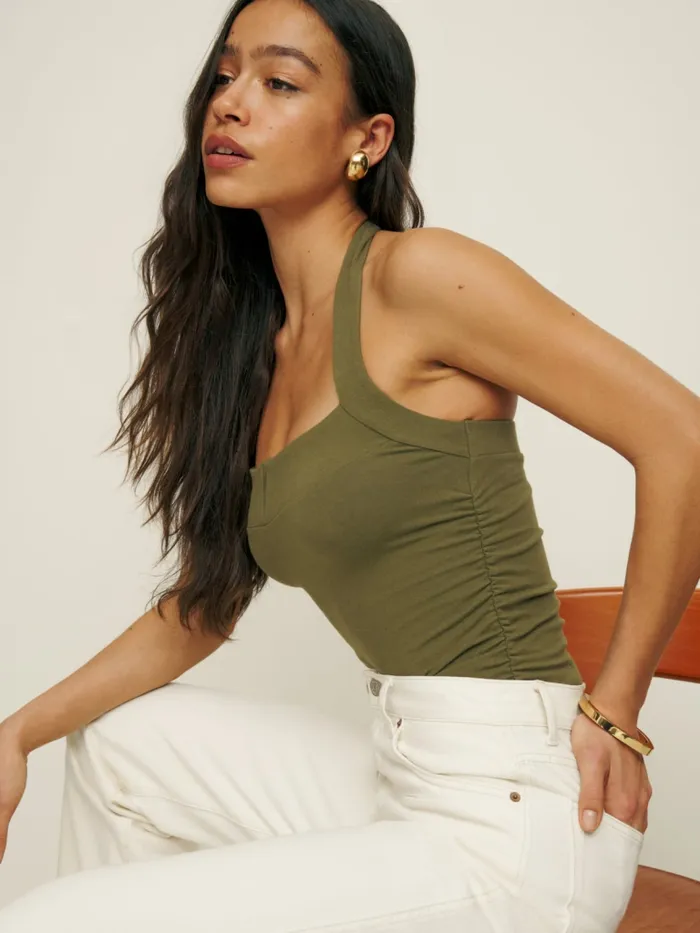 Reformation Tops Arwen Knit Top Olive 8211 Women Reformation Tops Arwen Knit Top Olive 8211 Women