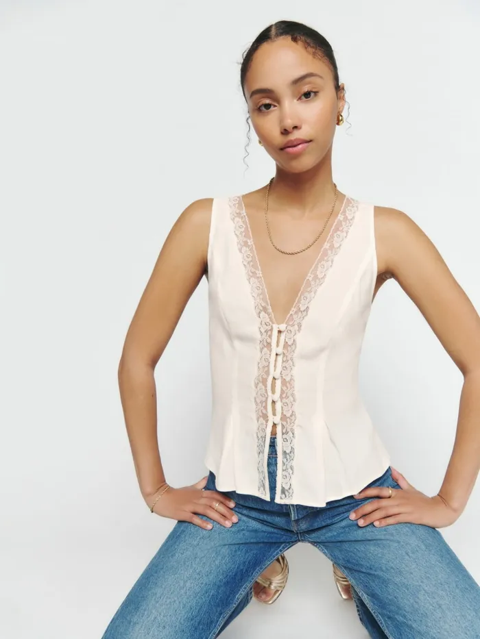 Reformation Tops Cristina Top Gossamer 8211 Women Reformation Tops Cristina Top Gossamer 8211 Women