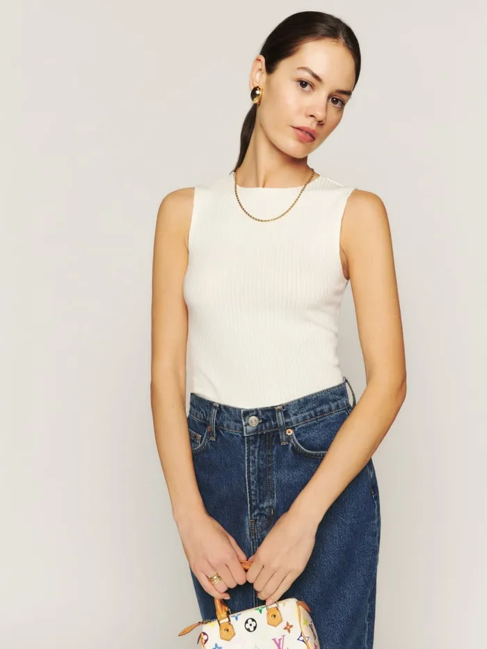 Reformation Tops Daxton Knit Top Fior Di Latte 8211 Women Reformation Tops Daxton Knit Top Fior Di Latte 8211 Women