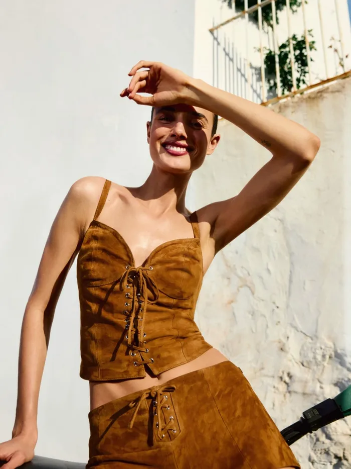 Reformation Tops Fernanda Suede Top Topanga Canyon 8211 Women