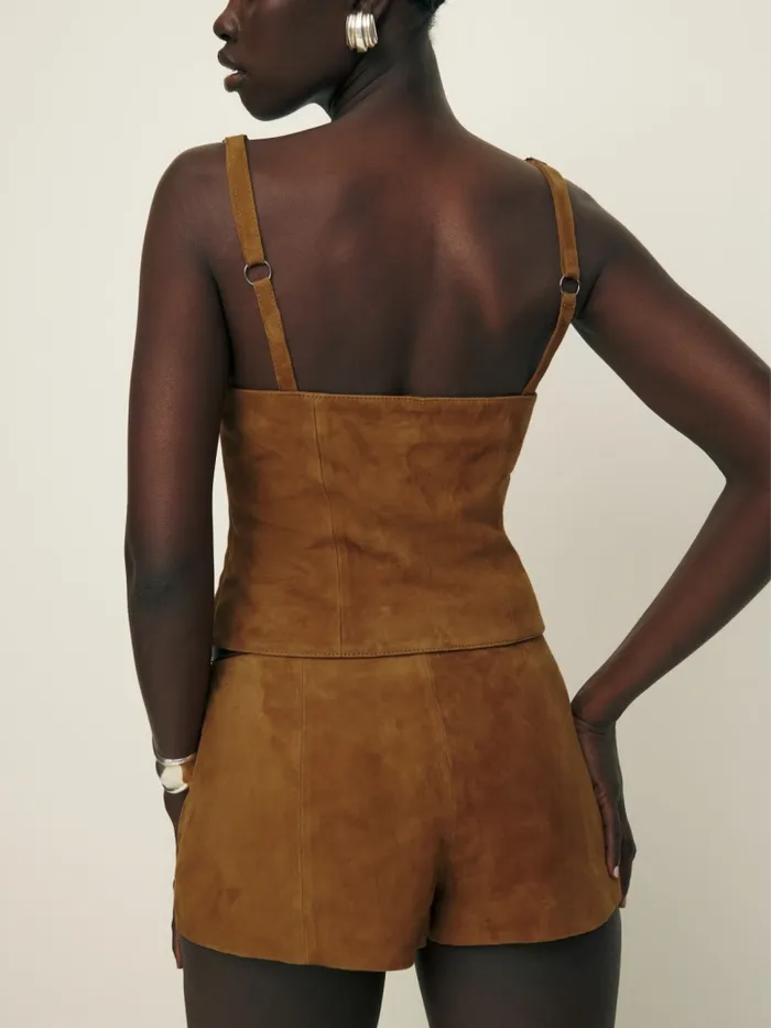Reformation Tops Fernanda Suede Top Topanga Canyon 8211 Women