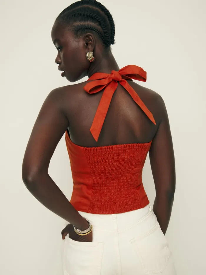 Reformation Tops Malika Linen Top Blood Orange 8211 Women Reformation Tops Malika Linen Top Blood Orange 8211 Women