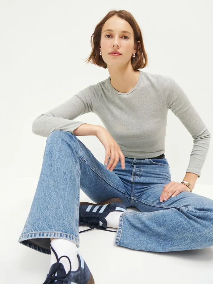 Reformation Tops Muse Long Sleeve Tee Heather Grey 8211 Women