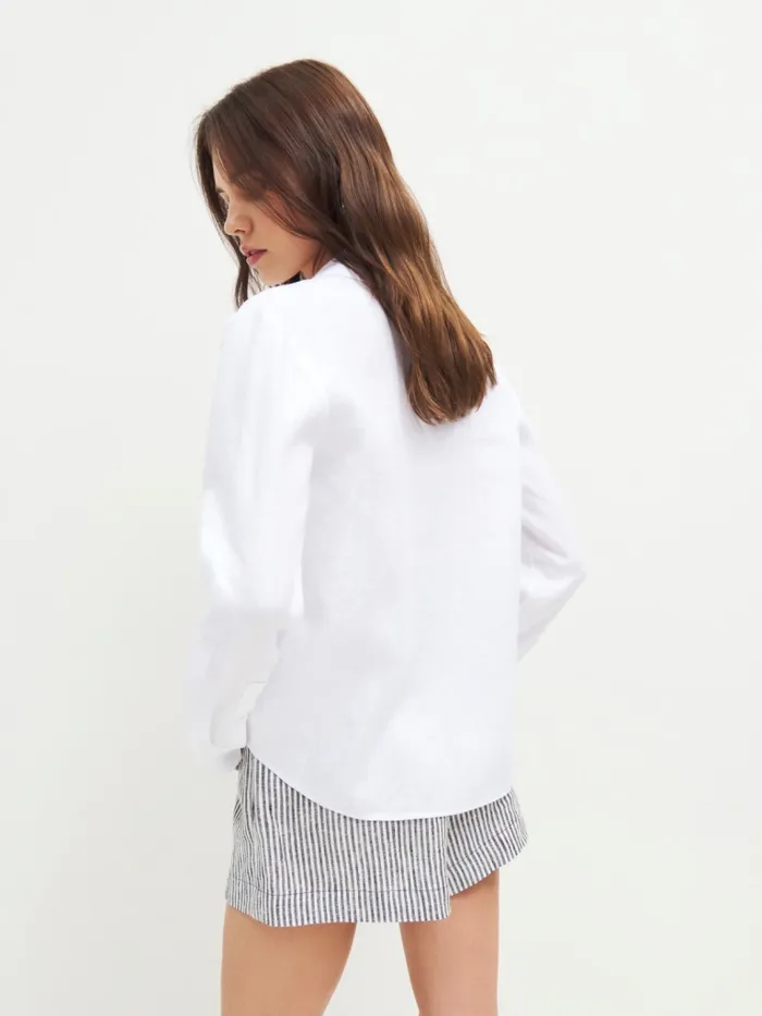 Reformation Tops Sky Relaxed Linen Top White 8211 Women