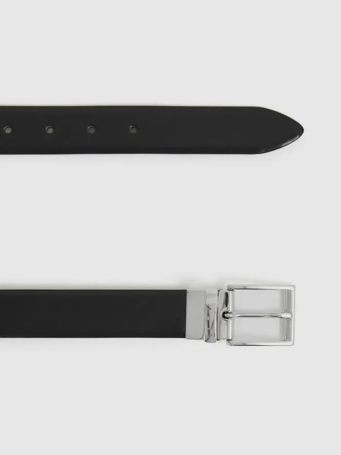 REISS Belts Men Reversible Leather Belt Blackdark Brown