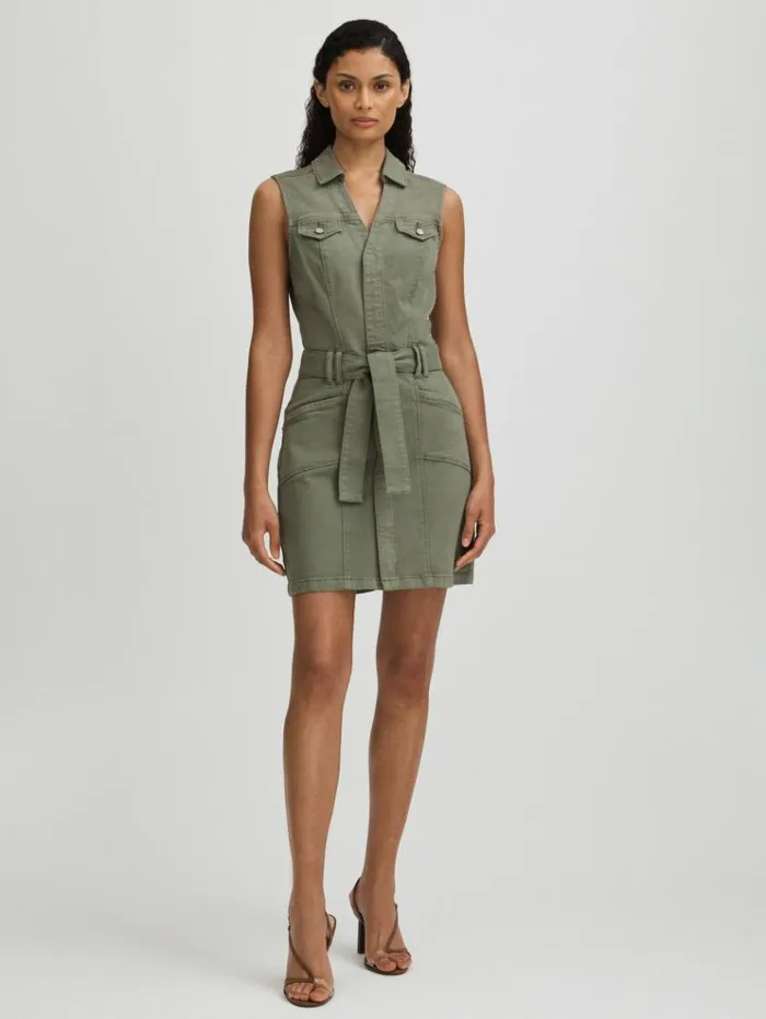 REISS Denim Women Paige Denim Mini Dress Khaki