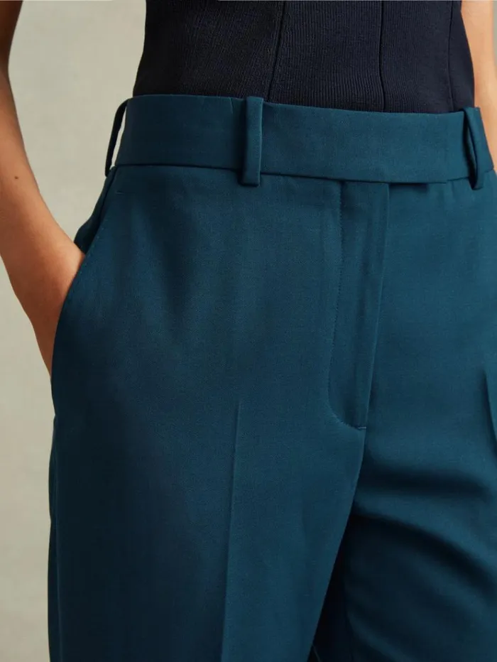REISS Petite Women Slim Fit Wool Blend Suit Trousers Teal