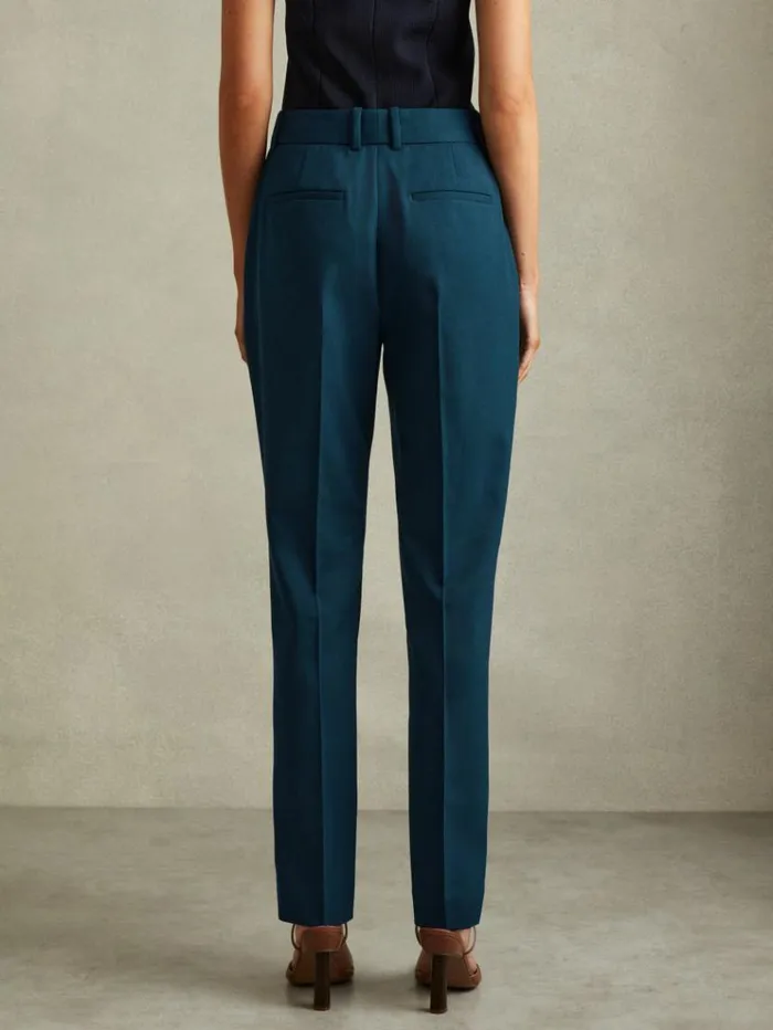 REISS Petite Women Slim Fit Wool Blend Suit Trousers Teal