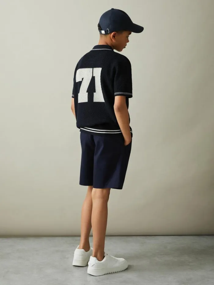 REISS Shirts Children Cotton OpenStitch Motif Shirt Navywhite