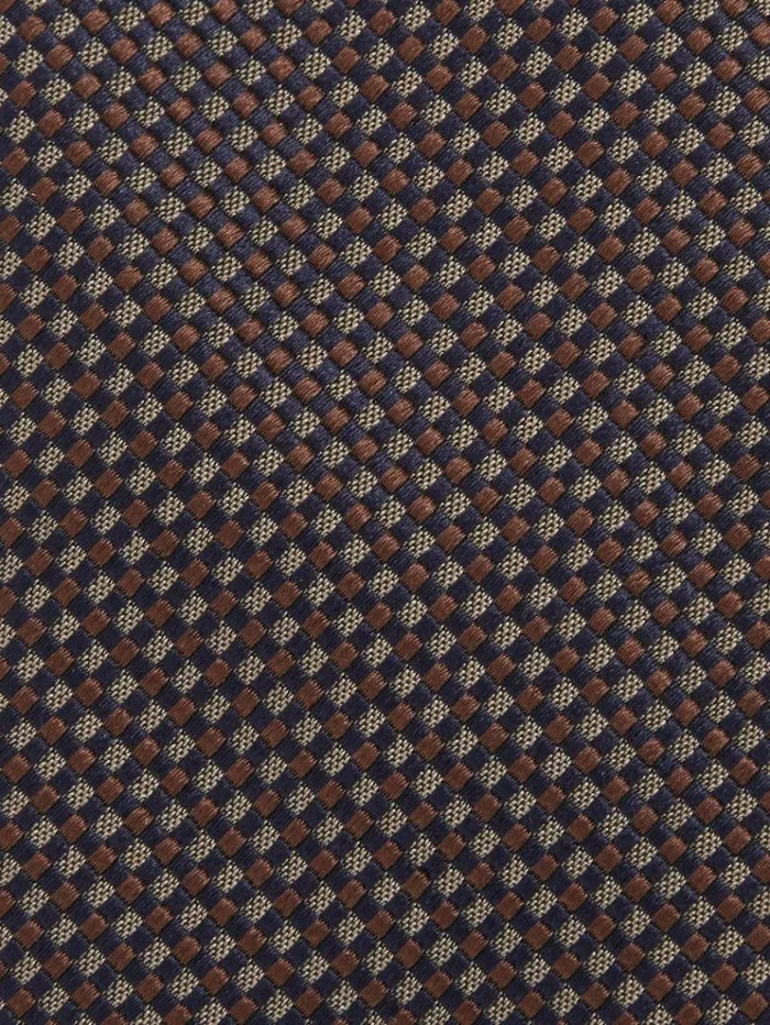 REISS Ties and Pocket Squares Men Silk Blend Textured Weave Tie Dark Brown