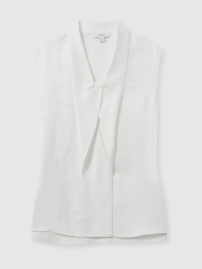 REISS Tops Women Relaxed Tux Top Ivory