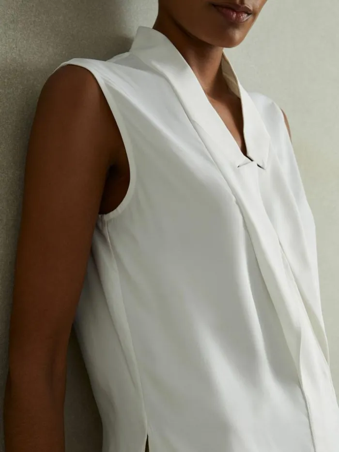 REISS Tops Women Relaxed Tux Top Ivory
