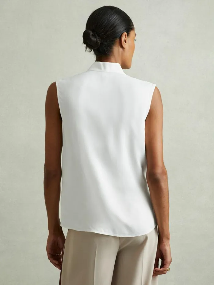 REISS Tops Women Relaxed Tux Top Ivory